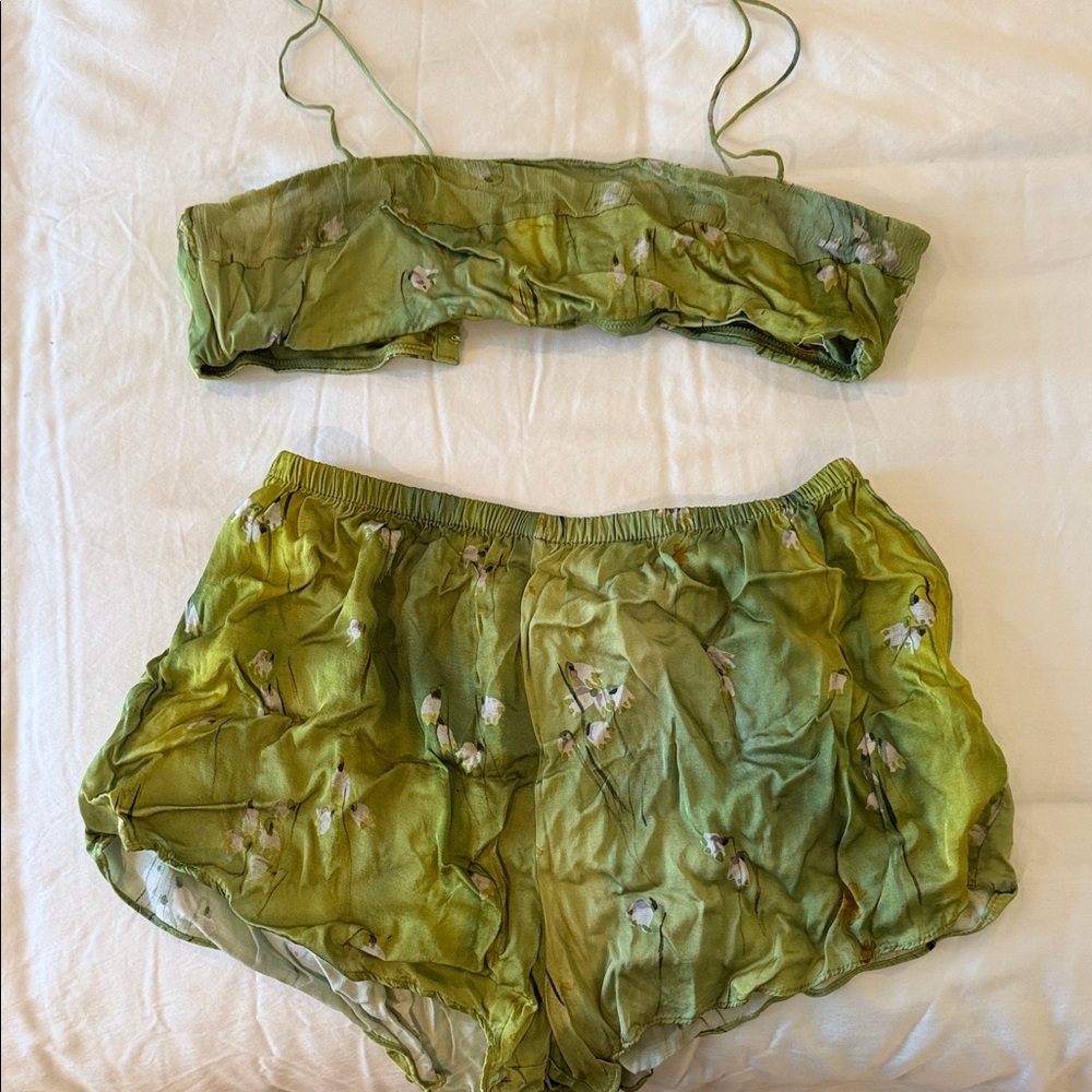 Zara Green Floral Pajama Set